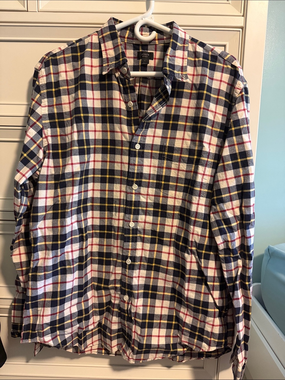 J. Crew Black, White & Red Plaid Cotton Button-Down Shirt